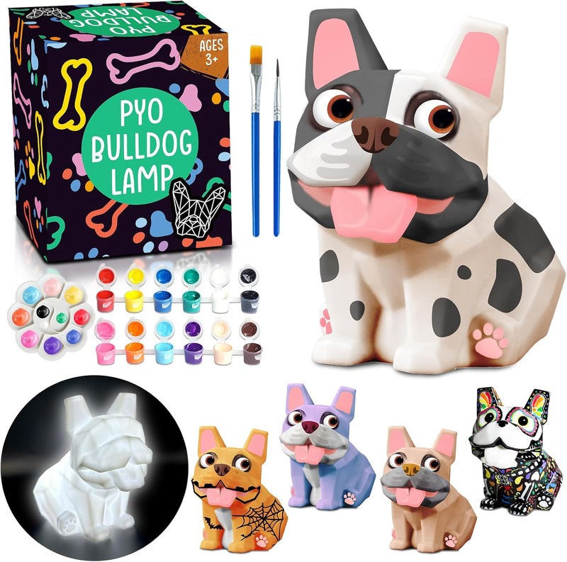 FUNZBO Paint Your Own Dog French Bulldog Lamp Kit - Arts and Crafts Supplies Painting Kits for Kids Teens, DIY Night Light Dog Toy for Toddler Girl Boy 3 4 5 6 7 8 9 10 11 12 Christmas Birthday Gifts - Image 1